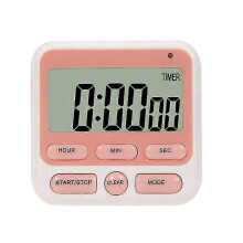 (Pink) Digital Screen Kitchen Timer Large Display Square Cooking Count Up Countdown Alarm Clock Sleep Stopwatch
