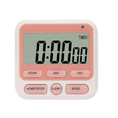(Pink) Digital Screen Kitchen Timer Large Display Square Cooking Count Up Countdown Alarm Clock Sleep Stopwatch