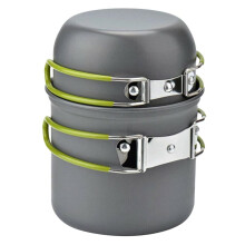 Camping Cookware Set Lightweight Nonstick Aluminum Pot Pan with Teapot for 2 People Hiking Backpacking