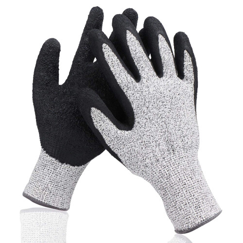 Cut Resistant Work Gloves with Nitrile Grip Coating for Mechanics, Auto  and Welding