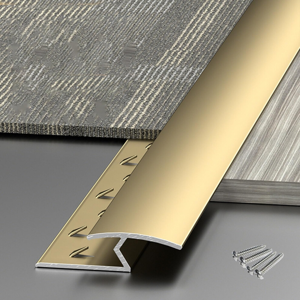 Gold Aluminum Carpet Transition Strip For Doorway Threshold, Low Profile Durable Floor Edge Trim 9351714531078