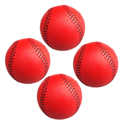 4Pcs PU Soft Baseball Training Sport Batting Ball Elastic-Red