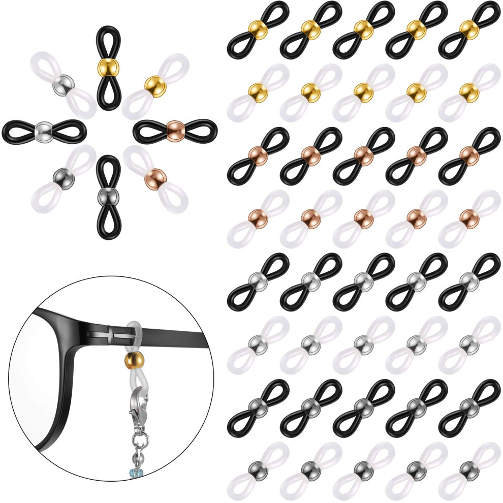 160 PCS Adjustable Silicone Eyeglass Chain Ends AntiâSlip Strap Holder Connectors for Sunglasses 8 Colors