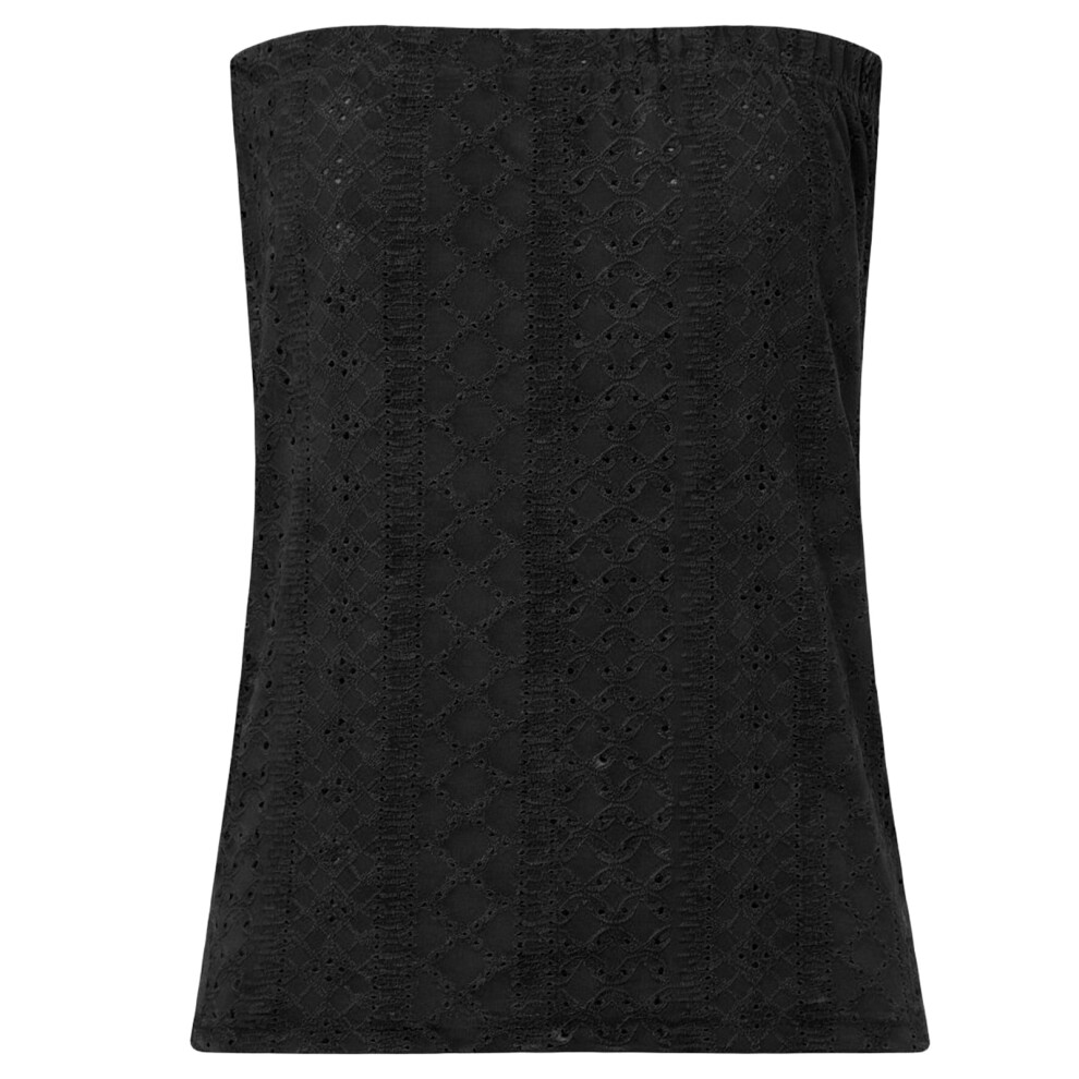 Black Floral Tube Tops Casual Summer Backless Strapless Top- M