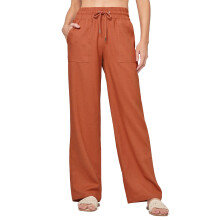 Women Linen Pants Wide Leg Casual Palazzo Pants Cotton-Orange L