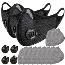 2pcs Cycling Face Mask with Activated Carbon Filters, Breathable Sports Dust Mask for Outdoor Riding (B)