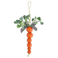 (5PC, carrot) Easter Decor Carrots Wood Bead Bunny Carrot Shaped DIY Wooden Bead String Happy Easter Day Decoration For Home Kids Gift