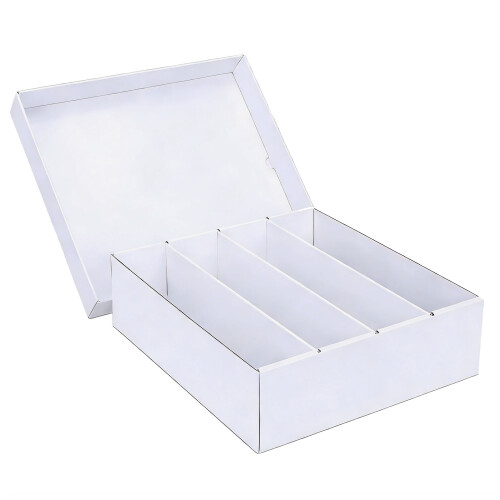 Large Capacity Trading Card Storage Box With-4 spaces in white