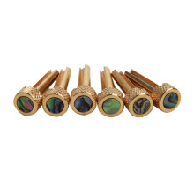 6pcs Brass Guitar Bridge Pins with Abalone Inlay for Acoustic Guitar Replacement, Durable and Easy Fit