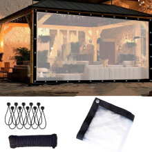 4x28 FT Clear Waterproof Tarp Heavy Duty PVC Tarpaulin with Grommets for Patio Greenhouse Outdoor Use