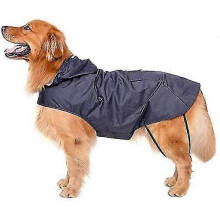 (4XL, Blue) Dog Raincoat With Elastic Straps Big Dog Waterproof Raincoat With Hood(FPK11)
