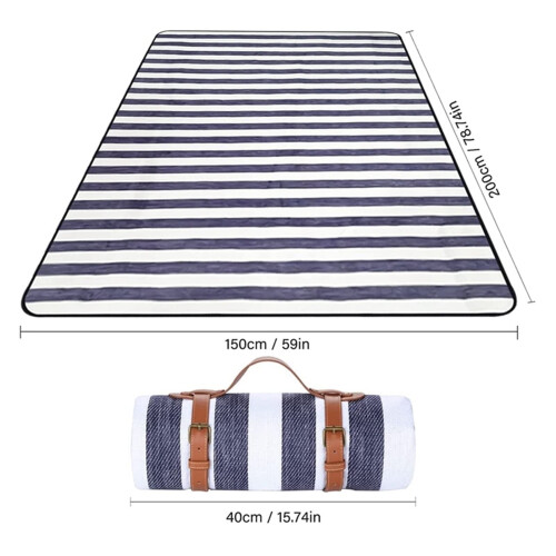 Waterproof Sandproof Picnic Beach Blanket, Oversized Three Layer Outdoor Blanket with Carry Handle 1