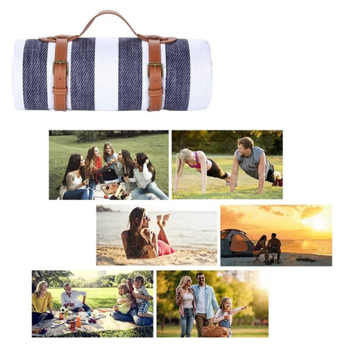 Waterproof Sandproof Picnic Beach Blanket, Oversized Three Layer Outdoor Blanket with Carry Handle 2