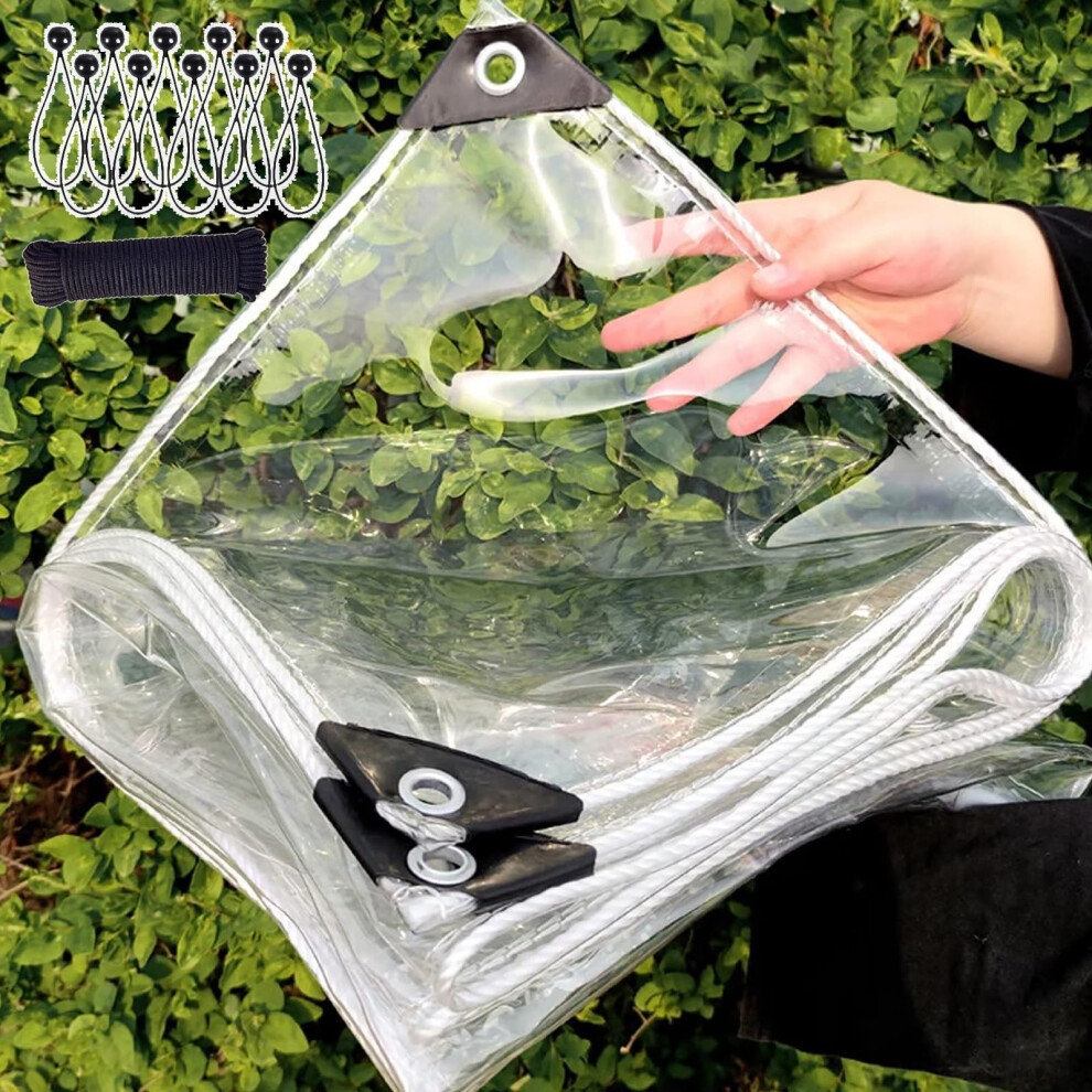 Clear Pvc Tarpaulin 250X950cm Heavy Duty Waterproof Vinyl Tarp With Grommets Uv And Tear Resistant For Patio Outdoor Use 9351714531214