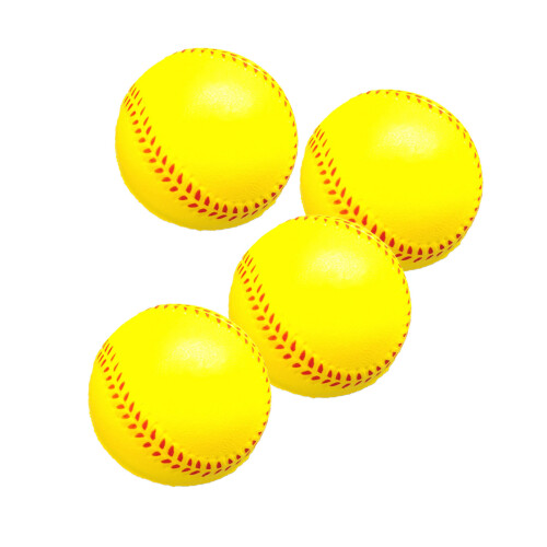 4Pcs Elastic PU Foam Baseball Light Weight Training-Yellow