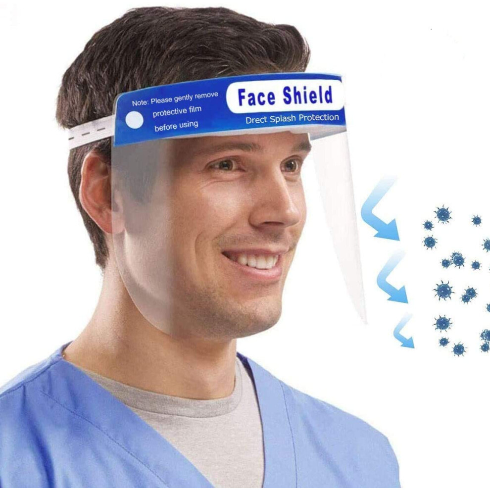 Reusable Antifog Full Face Shield With Elastic Band, Clear Protective Cover 2Pcs 9330225383130