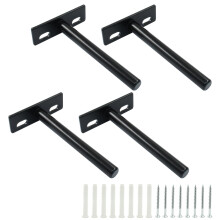 4 Pcs Heavy Duty Floating Shelf Brackets 4 Inch Matte Black Hidden Shelf Brackets for Wood Shelves