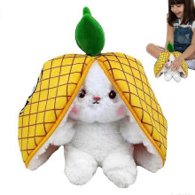 (Red) Hide And Seek Bunnies Cute Floppy Ear Hide-and-seek Bunny In Pouch Bunny Stuffed Animal Bunny Plush Rabbit Plushie Strawberry