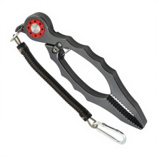 Fish Grippers Clamps with Coiled Strap Fish Mouth-Dark Gray