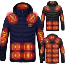 (Medium, Blue) Heated Jacket For Men And Women Heated Coat Hooded Heating Warm Jackets Windproof Usb Charging Electric Body Warmer(EPA02)