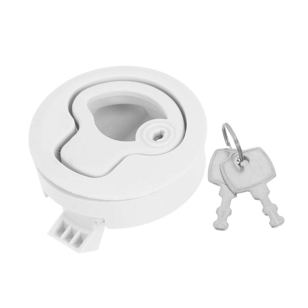 Rv Cabinet Lock Flush Pull Latch With Round Head Pull Ring And Keys, Secure Locking Design For Rv And Boat Cabinets 9330225383369
