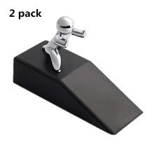 Heavy Duty Rubber Door Stop 2 Pack Non Slip Flexible Black Wedge for Secure Hold and Floor Protection