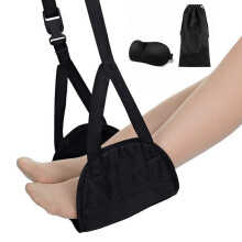 Adjustable Airplane Footrest with Memory Foam Cushion, Ergonomic Travel Foot Hammock for Long Flights