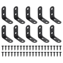 24Pcs HeavyDuty L Shaped Corner Brackets for Shelves, Black Metal Right Angle Braces 40x40x15mm