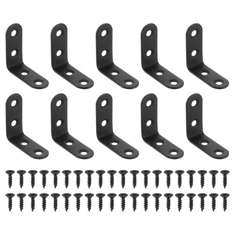 24Pcs Heavyduty L Shaped Corner Brackets For Shelves, Black Metal Right Angle Braces 40X40x15mm 9351714531900