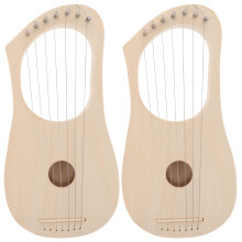 2Sets Handmade Wooden Lyre Harp Kit Khaki 7 String Beginner Harp Toy
