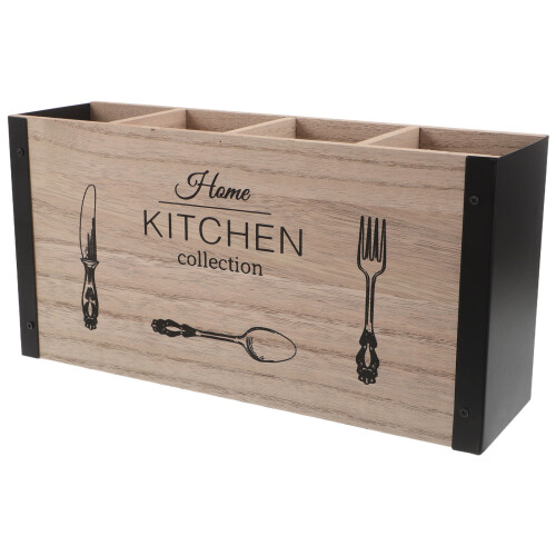 Wooden Cooking Utensil Organizer for Home Kitchen Table Storage