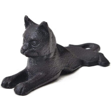 Cast Iron Door Stopper Heavy Duty Non‑Scratching Base Vintage Decorative Dog Design Black Brown Cat