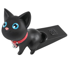 Black Cat Door Stopper Silicone Wedge, Cute Animal Design, Stable Nonslip Hold for Home and Office