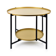 Stolik kawowy dwupoziomowy metalowy Mondex LUCAS Ø60,5 x wys. 45 cm czarno-złoty 1 szt.