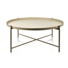 Stolik kawowy metalowy Mondex LUCAS Ø76,5x32 cm beżowy 1 szt.