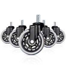 Heavy Duty Office Chair Wheels Set of 5, FloorSafe Silent Rolling Casters 7/16' Universal Stem