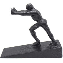 Rustic Cast Iron Door Stopper Heavy Duty Decorative Wedge for Bedroom Bathroom Living Room Black Strongman
