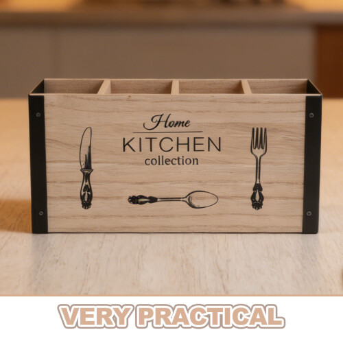 Wooden Cooking Utensil Organizer for Home Kitchen Table Storage 2