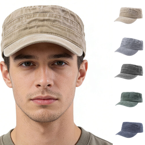 Wash Cotton Baseball Cap Distressed Color Adjustable-Navy blue 2