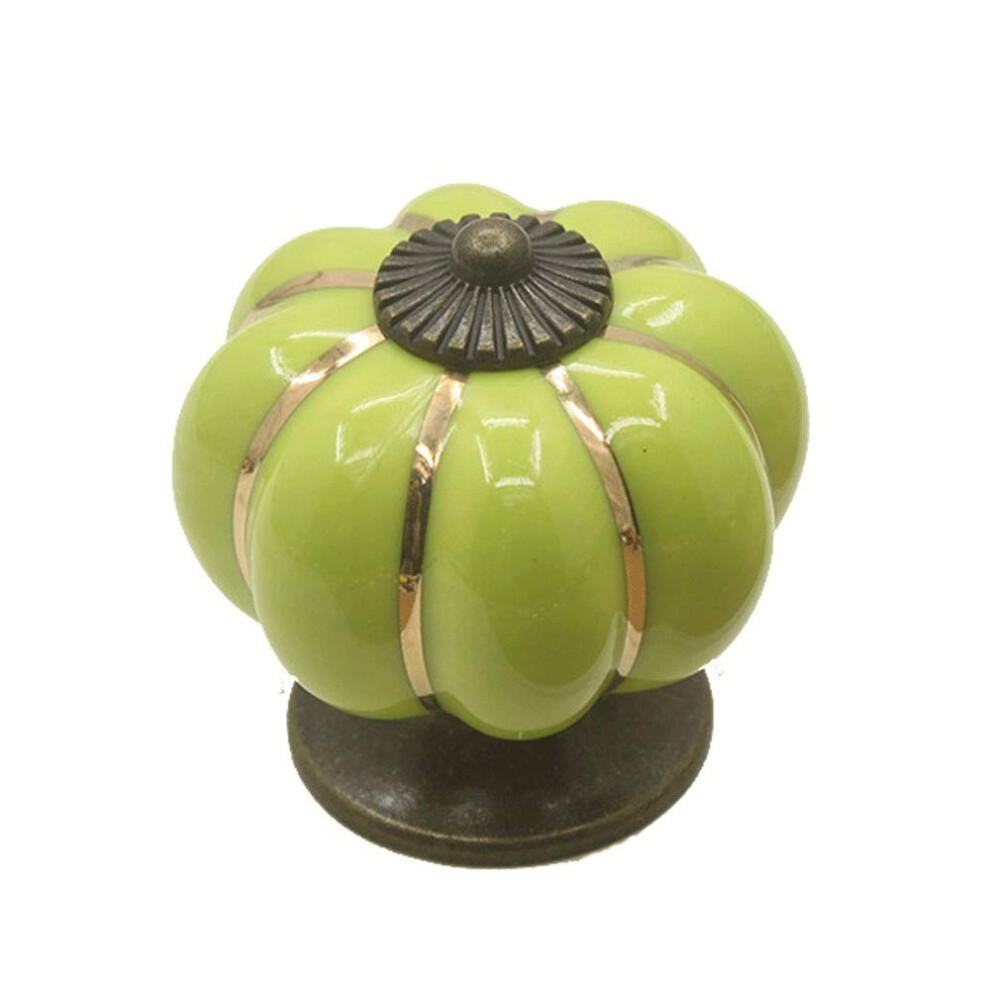 Vintage Ceramic Pumpkin Door Knobs Set Of 10, 40Mm Cabinet Drawer Pulls With Chic Design And Zinc Alloy Base 9351714532563
