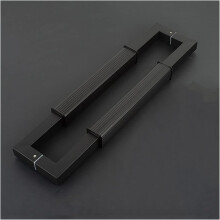 Double Sided Barn Door Handle Heavy Duty Aluminum Sliding Door Pull with H Style Grip 60cm Black