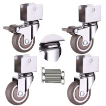 1.5 Inch UShaped Office Chair Casters with Brake, Heavy Duty TPE Rubber Furniture Casters for Hard Floors, 176lbs Load