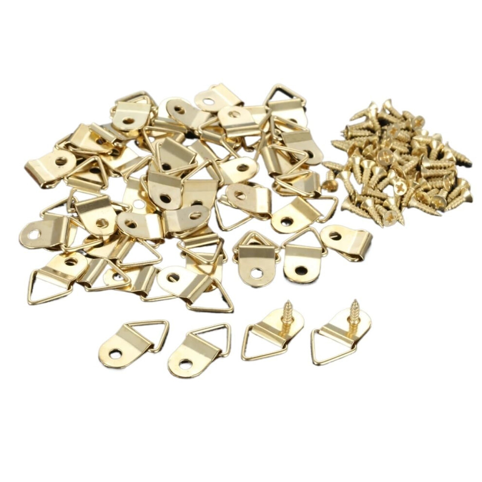 Gold Metal Picture Frame Hanger Kit 200Pcs With Screws, Durable Triangle Hooks For Easy Wall Mounting And Photo Display 9771547907824