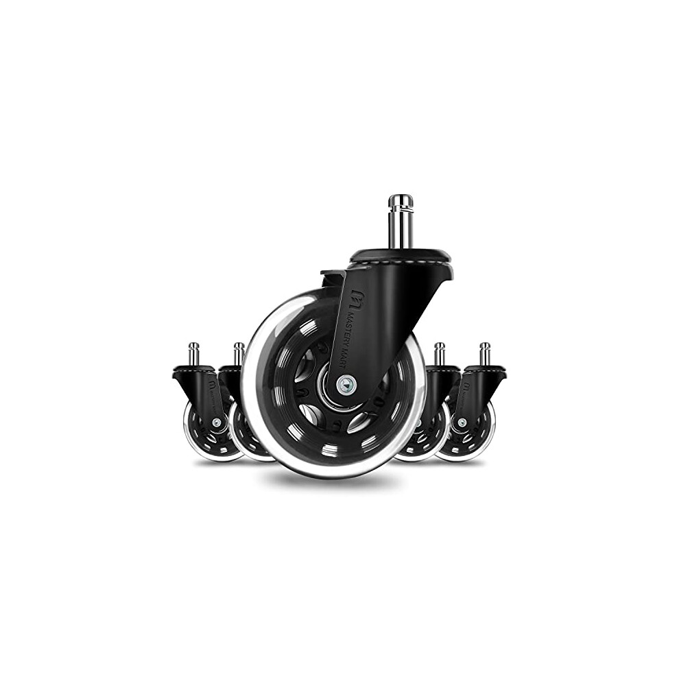 Office Chair Caster Wheels Heavy Duty Replacement, Quiet Smooth Rolling, Universal Stem 11X22mm, Floor Protecting 9771547907886