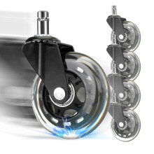 Heavy Duty Office Chair Wheels Set of 5, Silent Rubber Casters for Hardwood and Carpet Floors