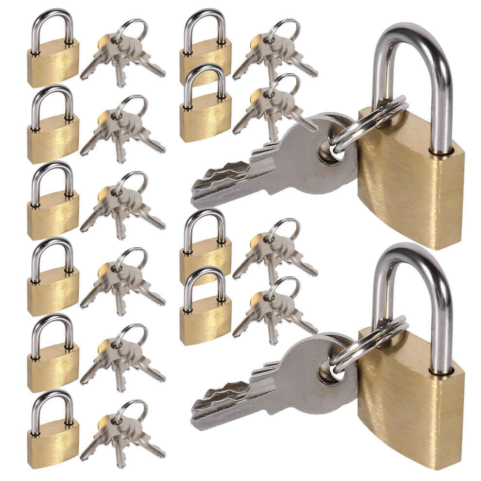 12Pcs Mini Padlocks With Keys, Durable Copper Luggage Locks For Travel Bags And Backpacks 20Mm 9073542054603
