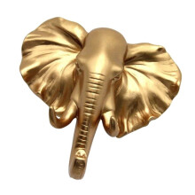 Elephant Animal Head Wall Hook Resin Decorative Wall Organizer for Keys Hats Home Decor Gold