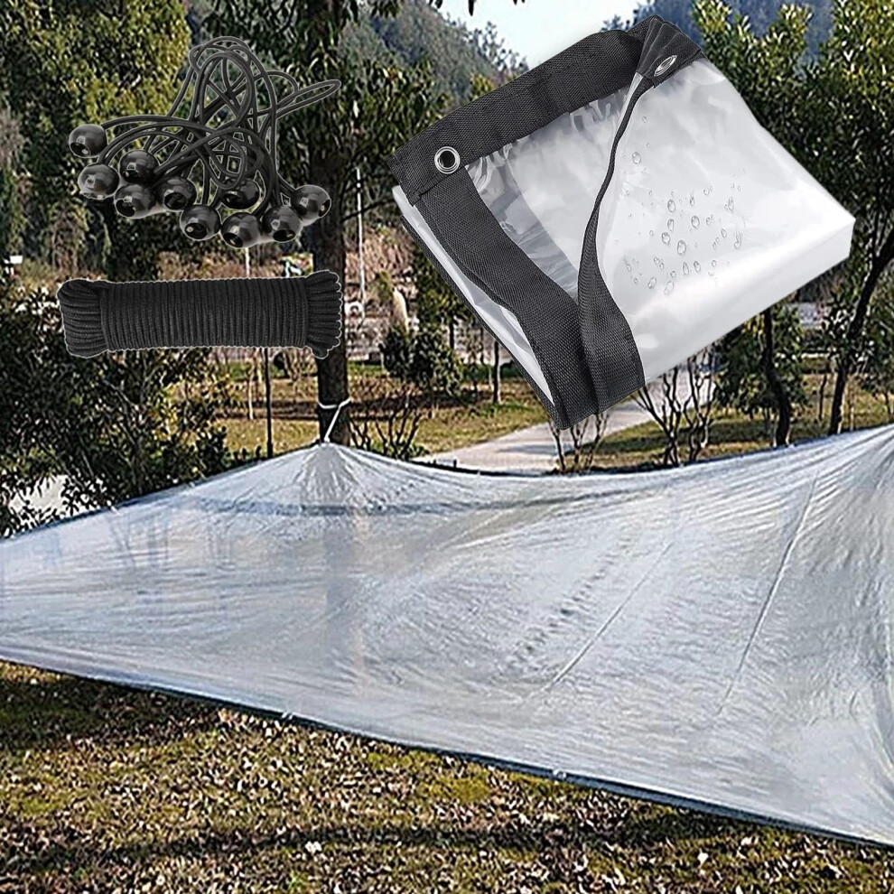Heavy Duty Clear Vinyl Tarp 4X5 Ft Waterproof Pvc Tarpaulin With Rust Resistant Grommets For Patio Porch Deck 9330225385073