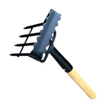 Garden Hand Rake Small Gardening Tool with Ergonomic Grip for Weeding, Soil Loosening and Planting