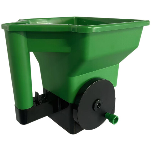 Manual Seed Spreader with Hand Crank Flow Control and Large Capacity Hopper for Garden Use